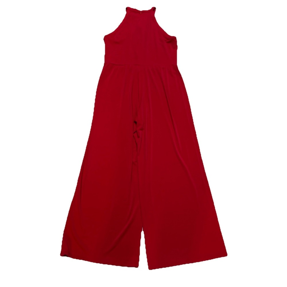 Lauren Ralph Lauren Jumpsuit Women X-Large Red Crepe Stretch Wide Leg - Picture 3 of 9